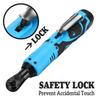 18V 100N.m Rechargeable Cordless Electric Wrench Right Angle Wrench with 2 Battery Charger Kit Ratchet Wrench Repair Tool