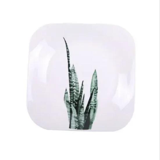 8 Inch Green Plants Ceramic Plates Dinner Porcelain Dessert Plate Beef Dish Fruit Plate Cake Tray Food Ceramic Tableware 1pc