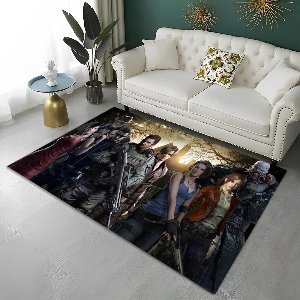 3D R-Resident Evil Gamer Spiele Teppich Teppich für Zuhause Wohnzimmer Schlafzimmer Sofa Fußmatte Dekor, Kinder Spielbereich Teppich Rutschfeste Bodenmatte