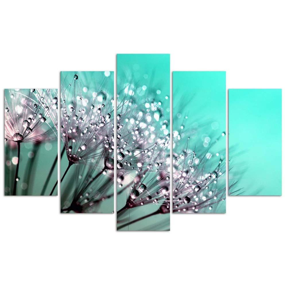 Feeby Feeby Five piece picture canvas print, Turquoise blowpipes