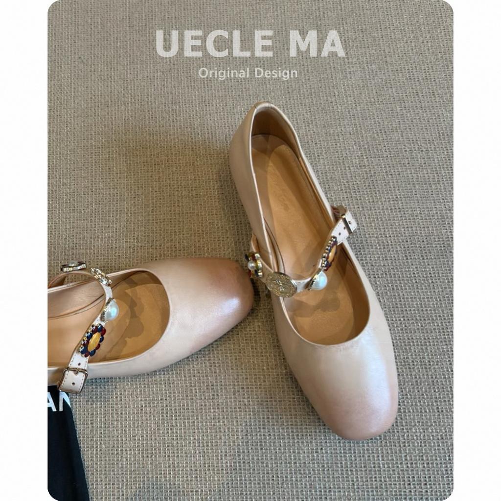 Super soft lambskin~ retro French single shoes women's thick heel new models are beautiful and not tired shoes medium heel Mary Jane shoes