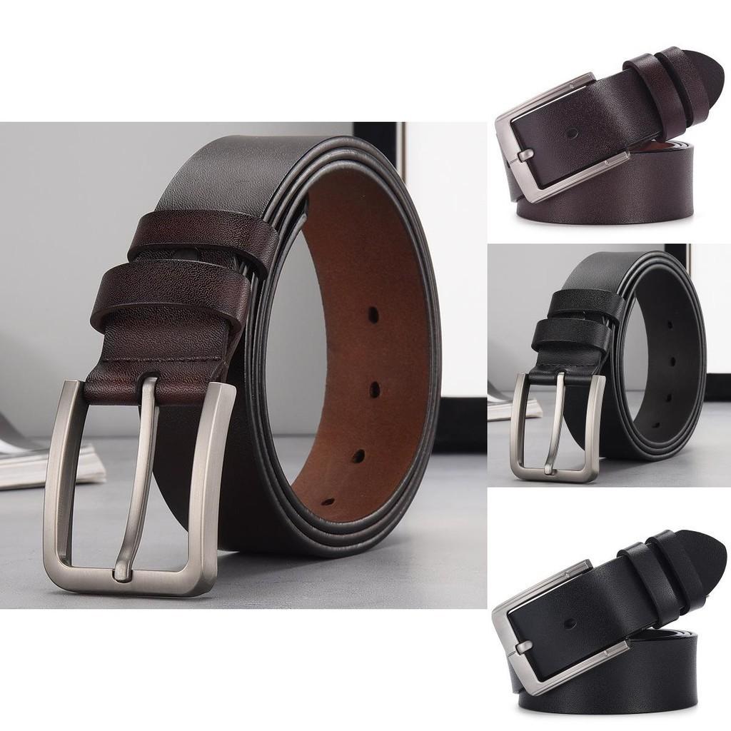 Retro Two-layer Cowhide Leather Belt With Alloy Pin Buckle In Various Colors And Lengths