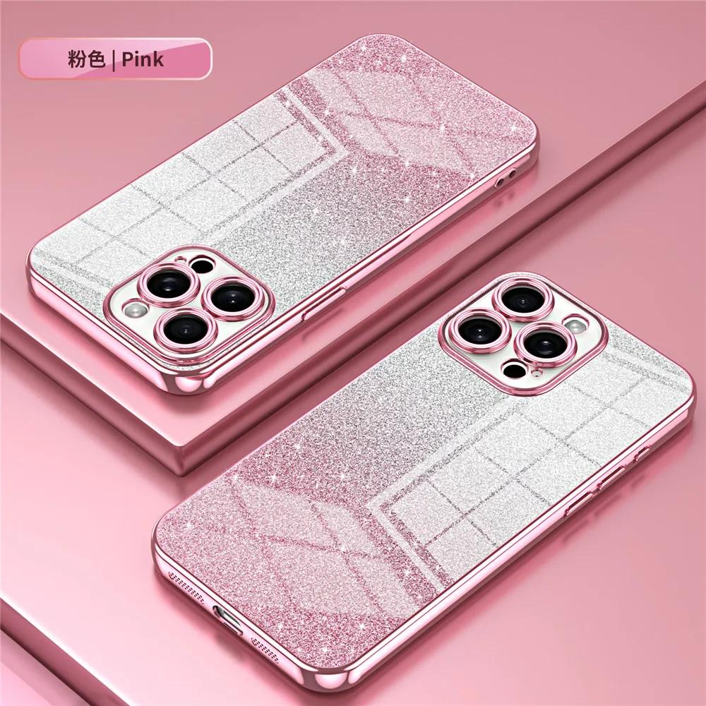 Luxury Plating Glitter Case For iPhone 15 14 Pro Max 13 11 Pro Max 12 Mini XR X XS 7 8 Plus SE 2020 Soft Shockproof Phone Cover
