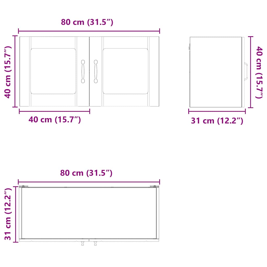Wall Mounted Glass Cabinet LUCCA Sonoma Oak 80 x 31 x 40 cm