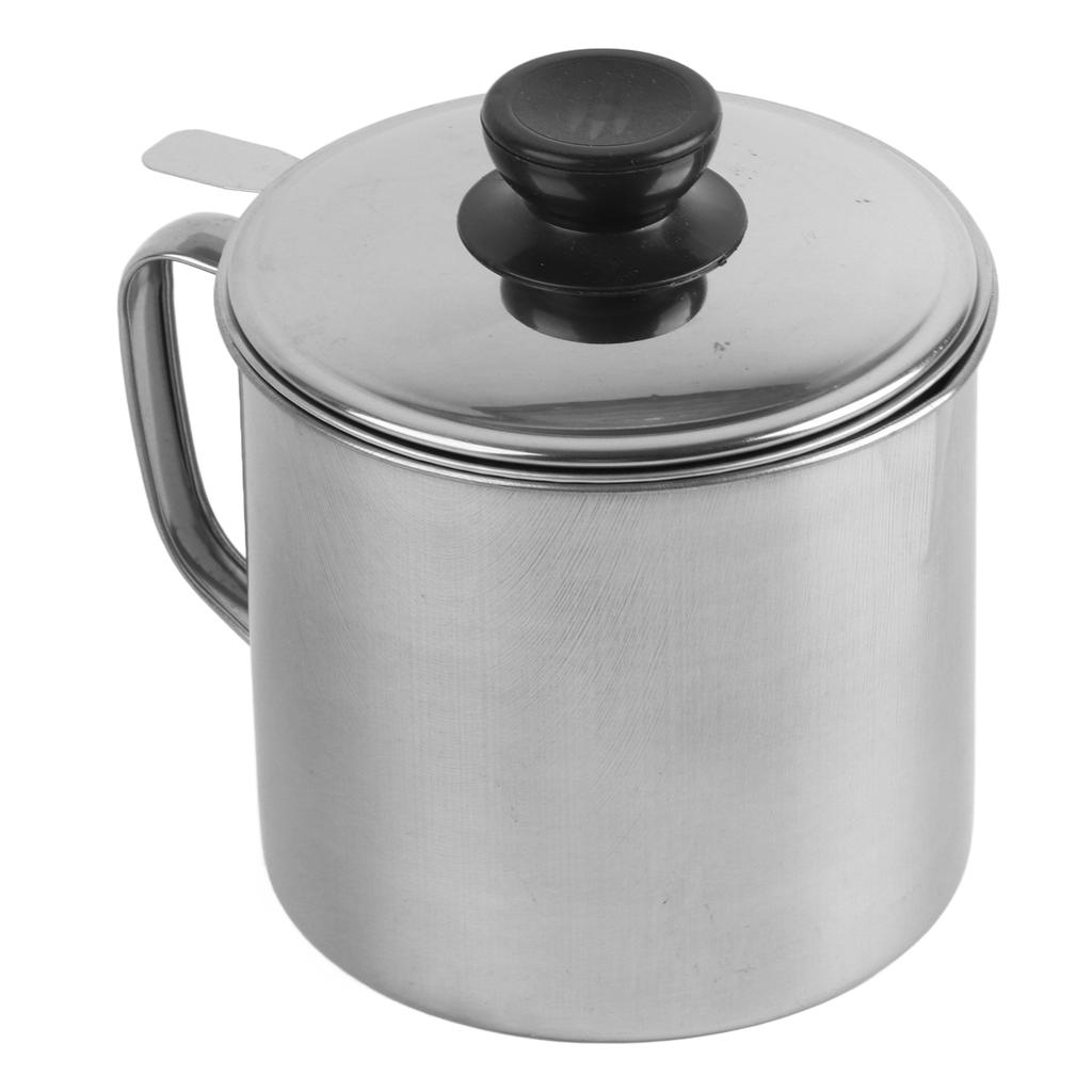 Oil Strainer Pot 1.3L Capacity 304 Stainless Steel Cooking Oil Container Anti Leakage for Home Restaurant