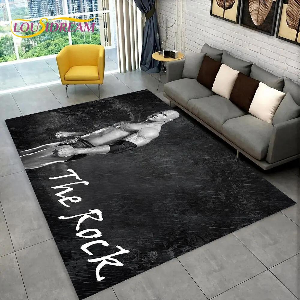 HD The Rock Dwayne Johnson Area Rug,Carpet Rug for Living Room Bedroom Sofa Doormat Decoration, Kids Play Non-slip Floor Mat 3D