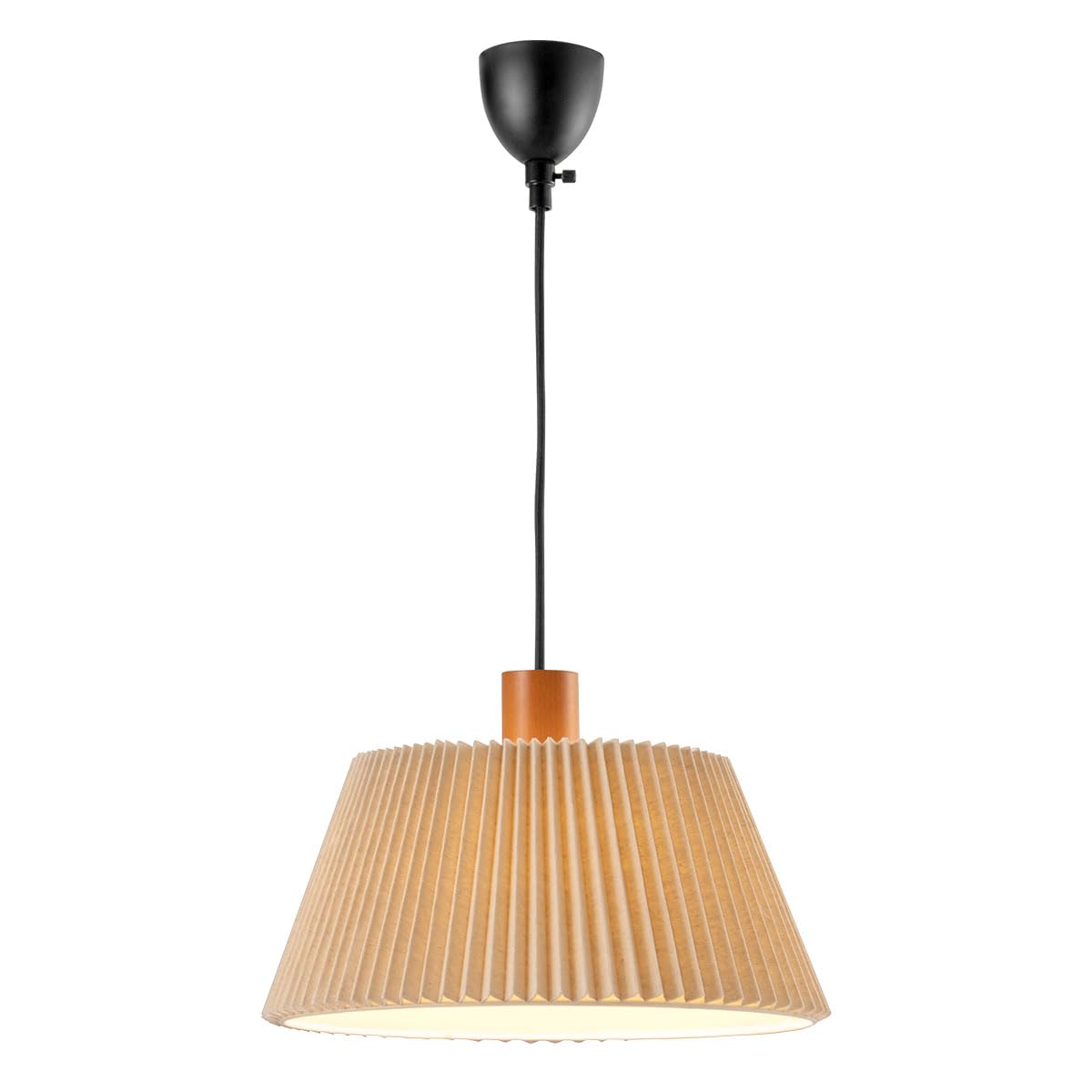 

Bon Furniture Pleated Pendant Light with Natural Wood and Fabric Shade, LED Finish, E26 Base, Easy Installation, Dining Room Ceiling Lighting,