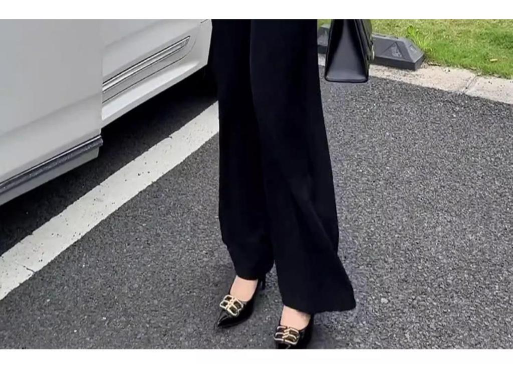 Women's Autumn 2025 Black Wide-Leg Pants: New Chinese Style Slim Fit Straight-Leg