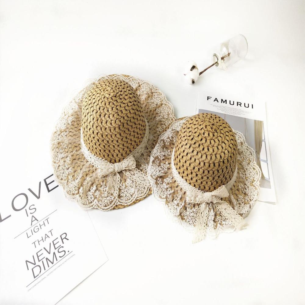 Grass Weaving Parent-child Summer Women's Sun Hat Handmade Beach Caps Durable Straw Hats