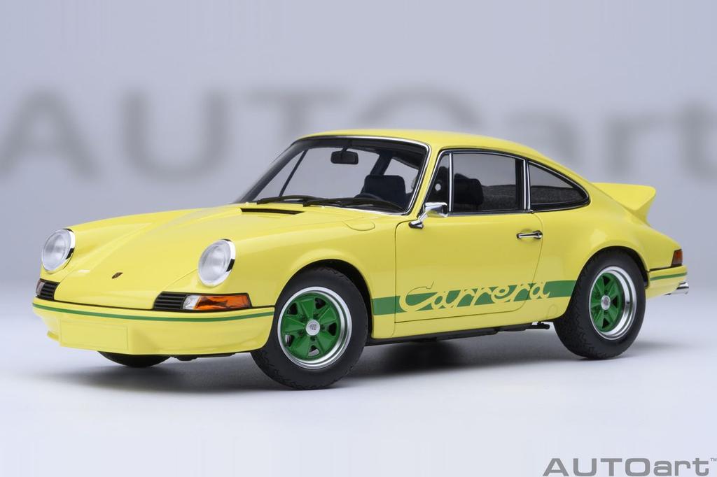 AUTOart Scale Porsche 911 Carrera RS Yellow with Green Finished Product 78033 1/18 2.7 (Light Stripes)