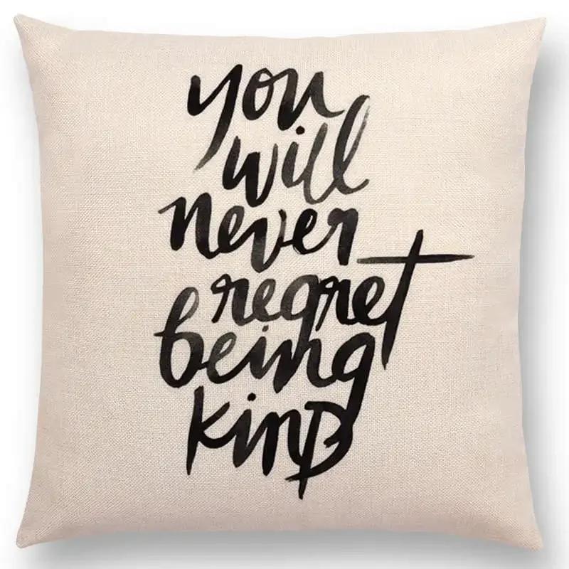 Newest Black Letter Brave Confidence Hope Forceful Warm Words Cushion Cover Christmas Gifts Sofa Throw Pillow