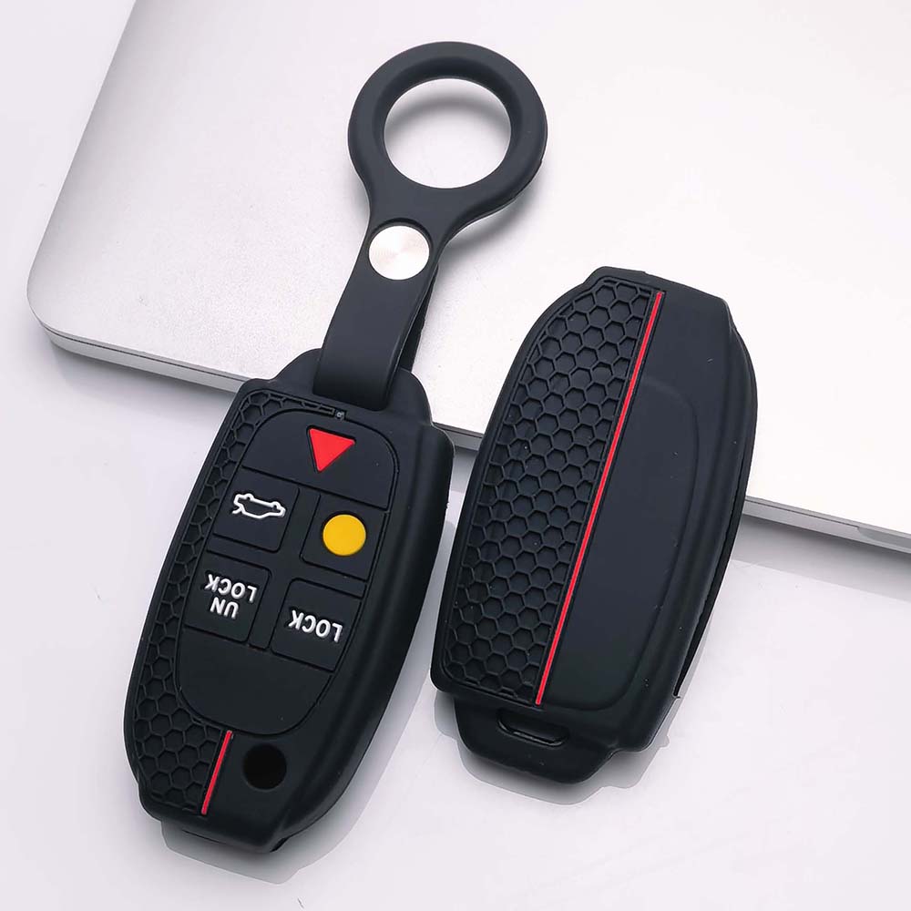 Key Fob Cover for Volvo XC90 XC70 S60 S80 V70 with Keychain Anti-Scratch Guard Shockproof Protection Soft Grip Texture Responsive Button Touch