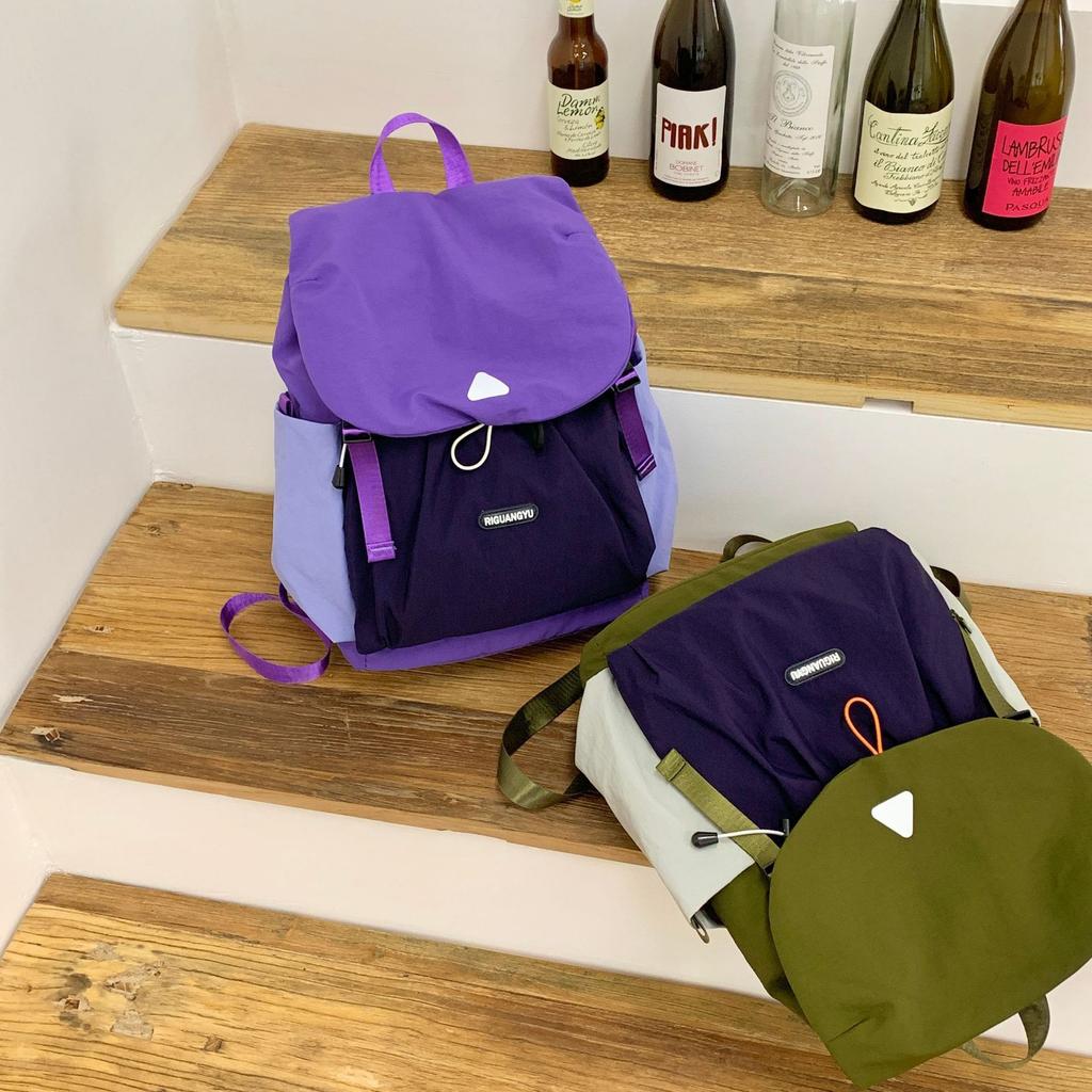 Summer Lightweight Backpack Female Purple Cute Contrasting Color College Student Outdoor Travel Lightweight Travel Bag Mountaineering Bag