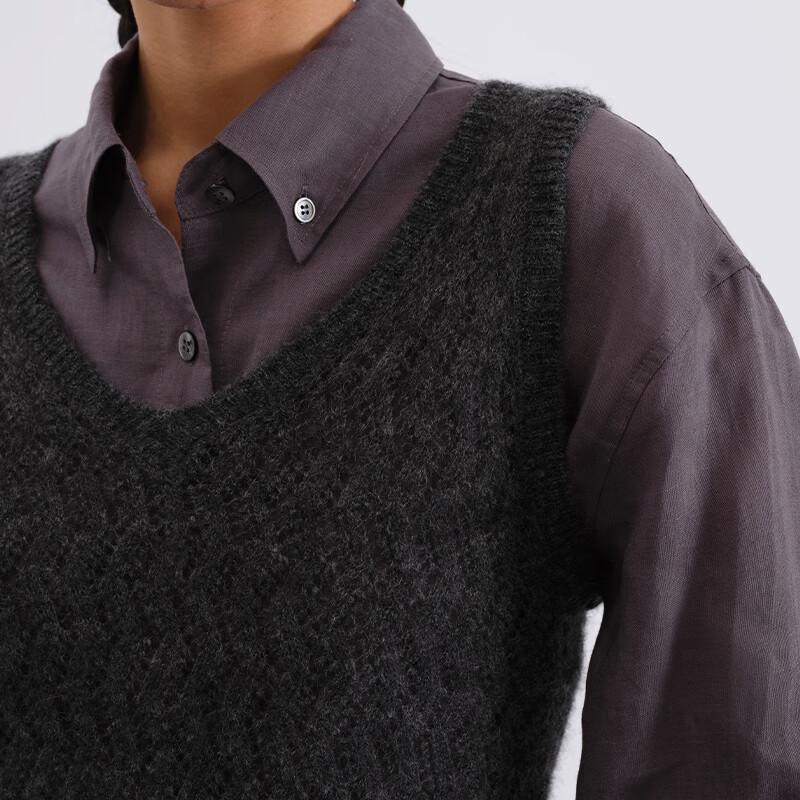 GREEN BELT Women's Merino Wool Blend V-Neck Knit Vest