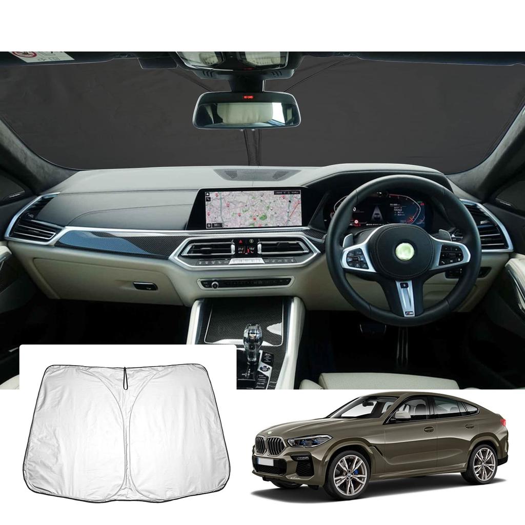 GAFAT Car Sunshade for the New 3rd Generation MBW X6 UV Foldable Windshield Sunshade with Storage Easy and Security for Car Camping 2019+ G06,