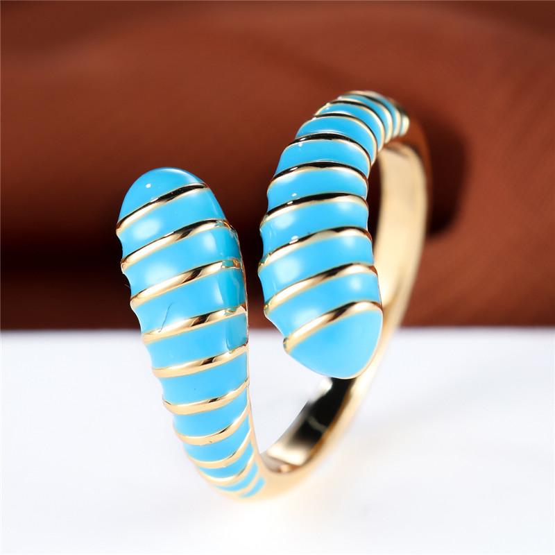 Lucky Star Jewelry Women's Gold Cute Rainbow Enamel Adjustable Ring Color Open Wedding Jewelry For