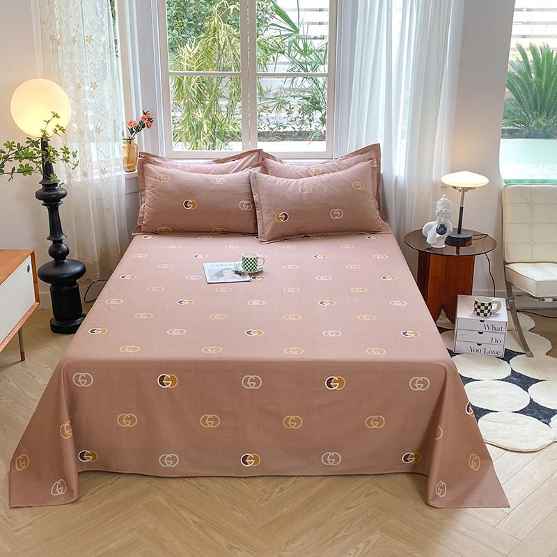 Geometric Grid Pattern Bed Sheet Set 3Pcs 100% Cotton Queen Size Bedding Set Skin-friendly Soft Bed Sheets with Pillowcases