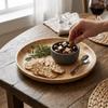 Wood Serving Tray Round Shape Serving Plate Decorative Food Tray  Home Use