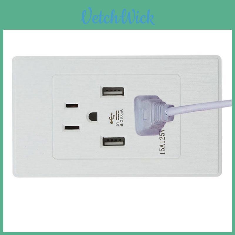 2 Pack Stylish 2 Outlet 2 Usb Port Wall Socket Charger Panel Set