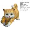 Solar Garden Cute Cat Statue with LED Butterfly Light Outdoor Waterproof Resin Sculpture for Porch Patio Balcony Lawn Yard Decor