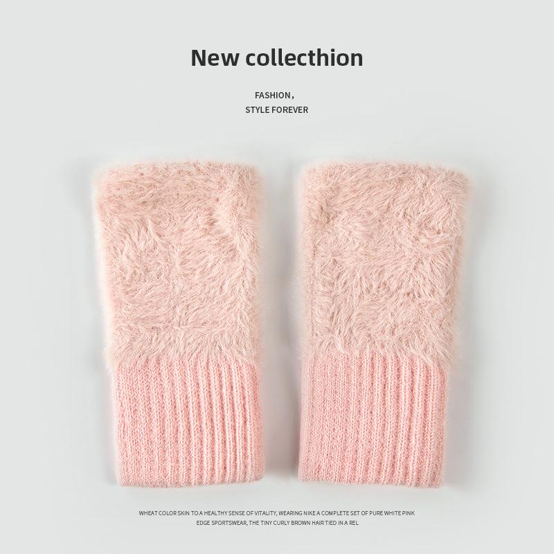 Plüsch Verdickte Fingerlose Handschuhe: Warm, Winddicht, Touchscreen-fähig mit japanisch inspiriertem Design