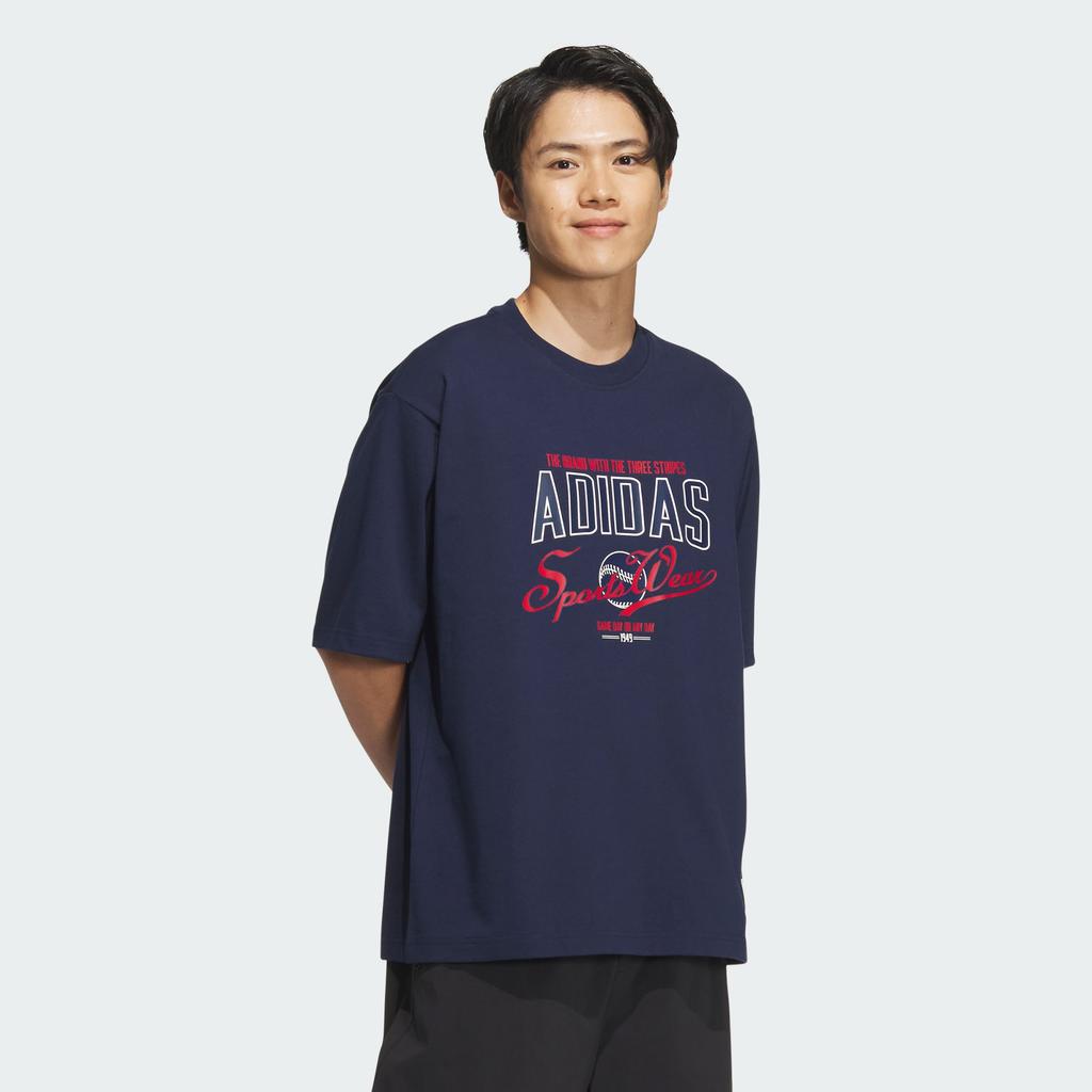 adidas MS Koszulka sportowa casual z krótkim rękawem z okrągłym dekoltem Męska Top Granatowy JN9473