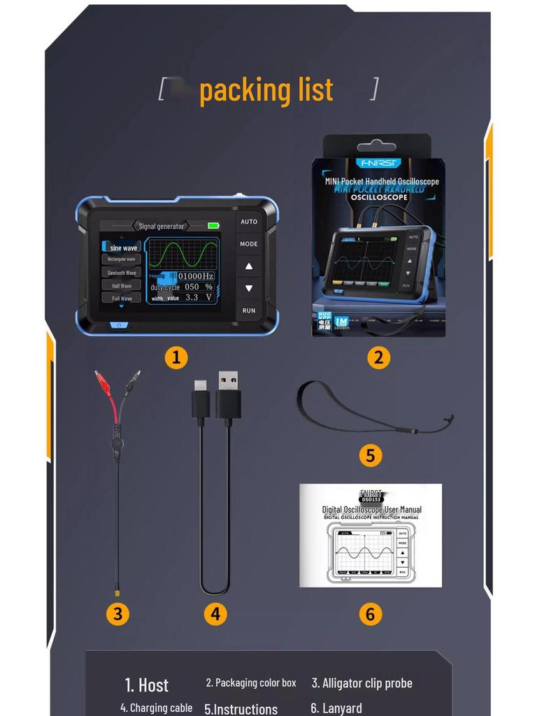 FNIRSI DSO153 Multifunctional Mini Digital Oscilloscope & Signal Generator, 1MHz Bandwidth