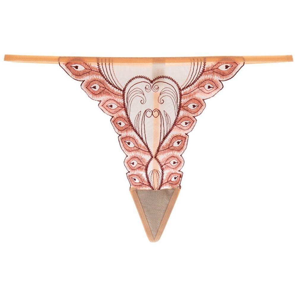 Thin Belt Sexy Mesh Thongs Cotton Crotch Transparent T-Pants Lace Embroidered Panties  Anniversary