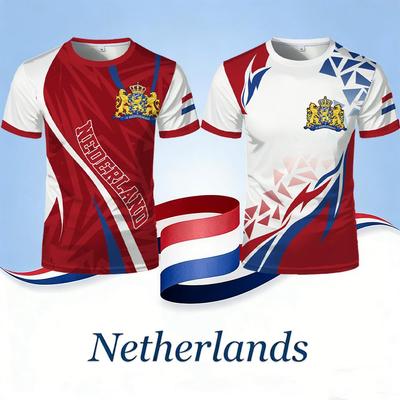 Niederlande Flagge 3D Druck T-Shirts Herren Damen Nederland Emblem Grafik-T-Shirt Lässige Streetwear Atmungsaktives Fußballtrikot