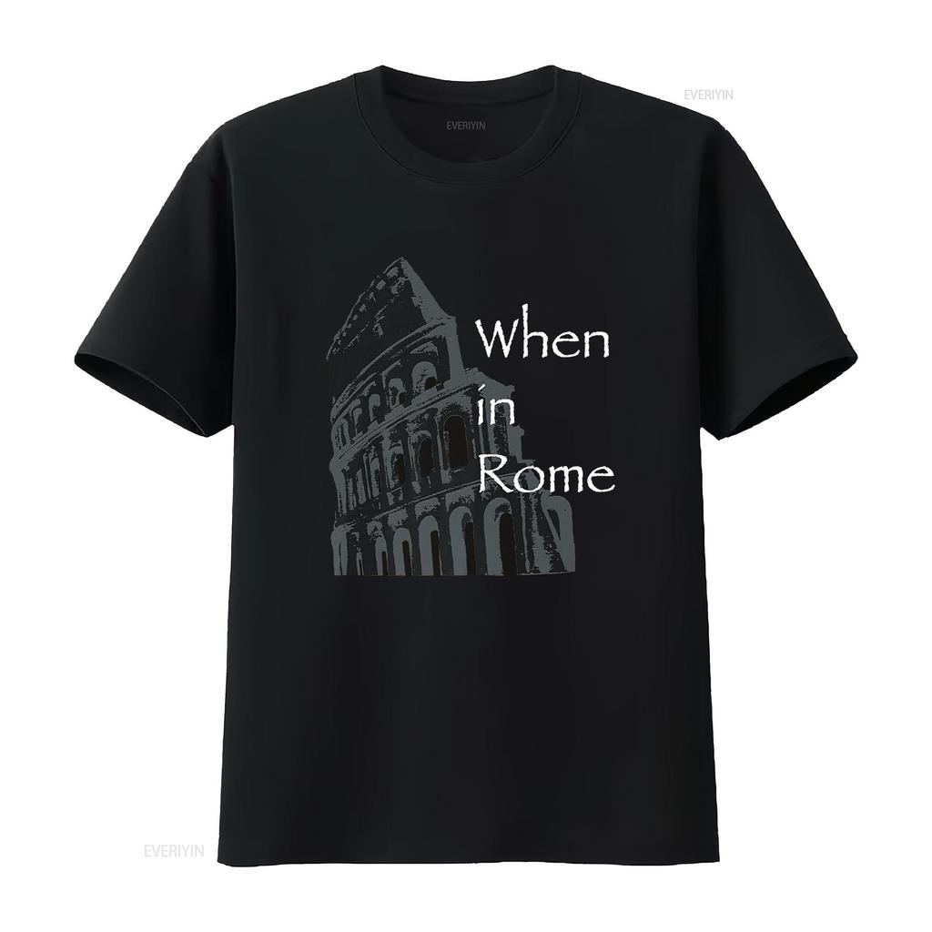 When In Rome Colosseum T Shirt Vintage Washed Unisex Stretched Versatile Breathable Comfortable Casual Homme Graphic