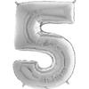 Silver Number 5 Foil Balloon - 102 Cm Grabo