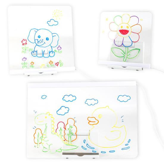 Kids LED Drawing Board with Book Markers Wipe Cloth USB Charging Light-up Dry Erase Board Office School Home Glow Doodle Note Board