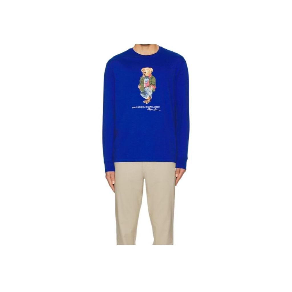 Polo Ralph Lauren Animal Print Crew Neck Long Sleeve T-Shirt Men Tops Blue 710897346005