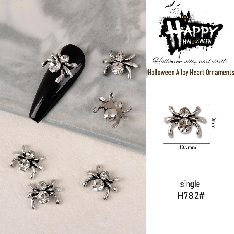 Japanese Metal Nail Art: Halloween Ghost Claw, Skull & Spider Rhinestone Stickers