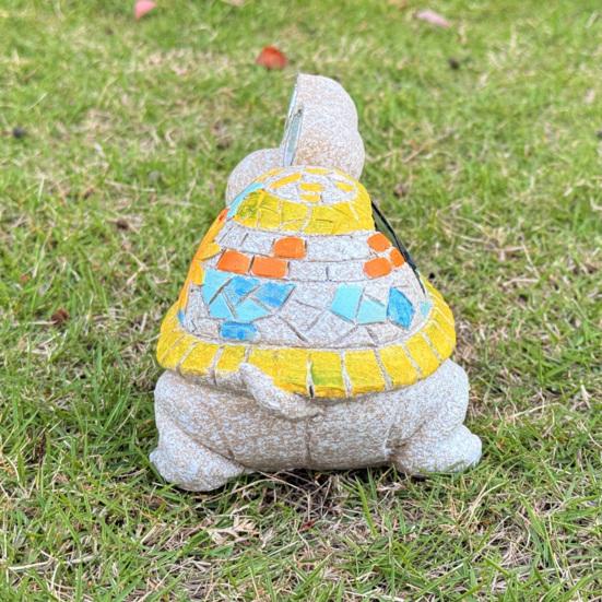 Garden Turtle Statue Turtle Sculpture with Solar Lights Outdoor Flower