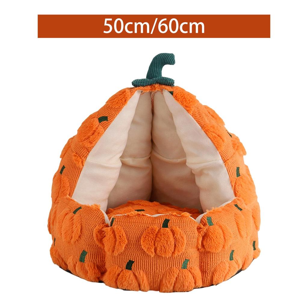 Semi Enclosed Cat Bed with Removable Cushion Easy Maintenance Accessories Adorable Multifunctional Soft Material Orange
