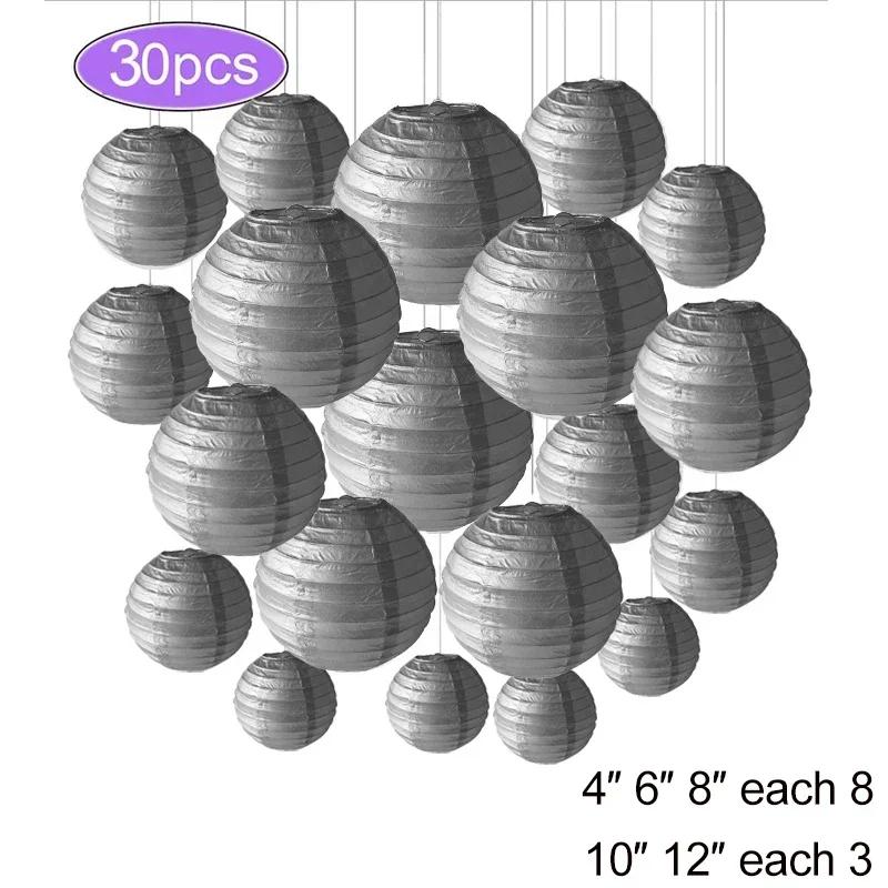 30Pcs Round Paper Lantern Wedding Decor Flowers Ball Lampion DIY Hanging Pompom Crafts Home Christmas Birthday Party Supplies