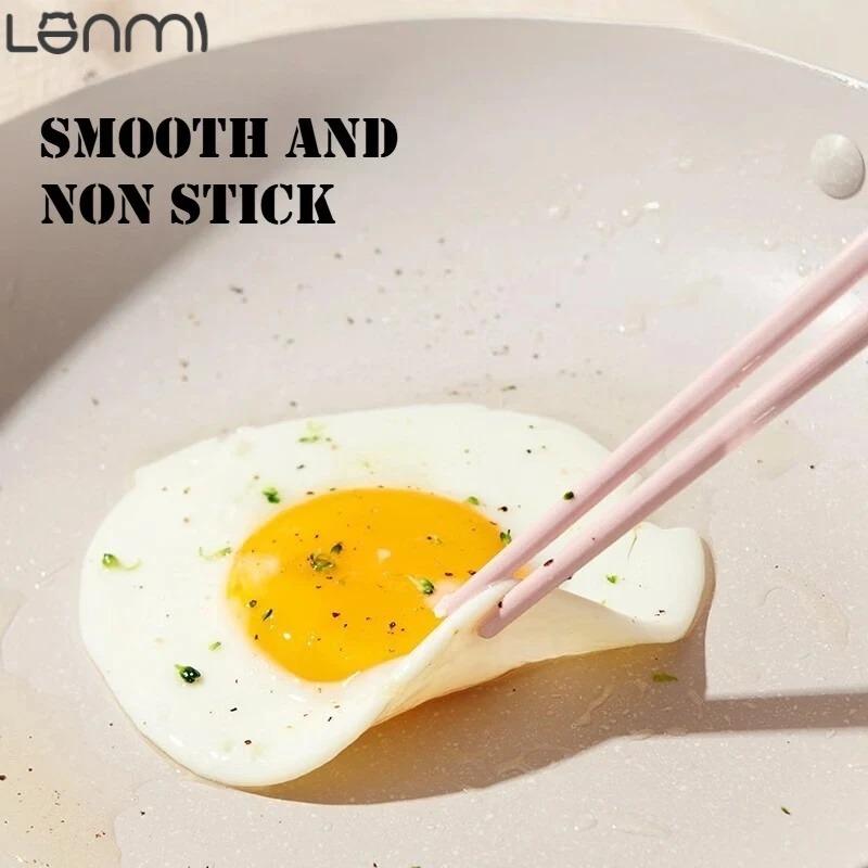 LANMI Non-Stick Frying Pans Anti-overflow Skillet Low-smoke Breakfast Egg Steak Flat-bottomed Pot Home Gas Stove General Pot