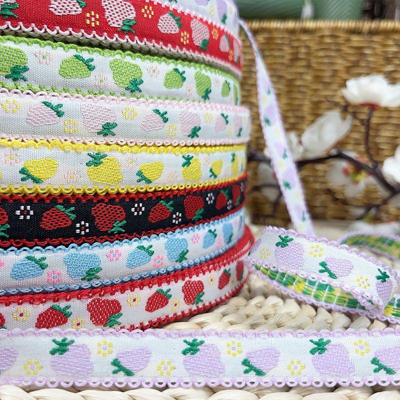 1.5CM Wide HOT Strawberry Embroidery Flower Lace Fabric Trim Ribbon DIY Sewing Applique Collar Cord Wedding Dress Guipure Decor