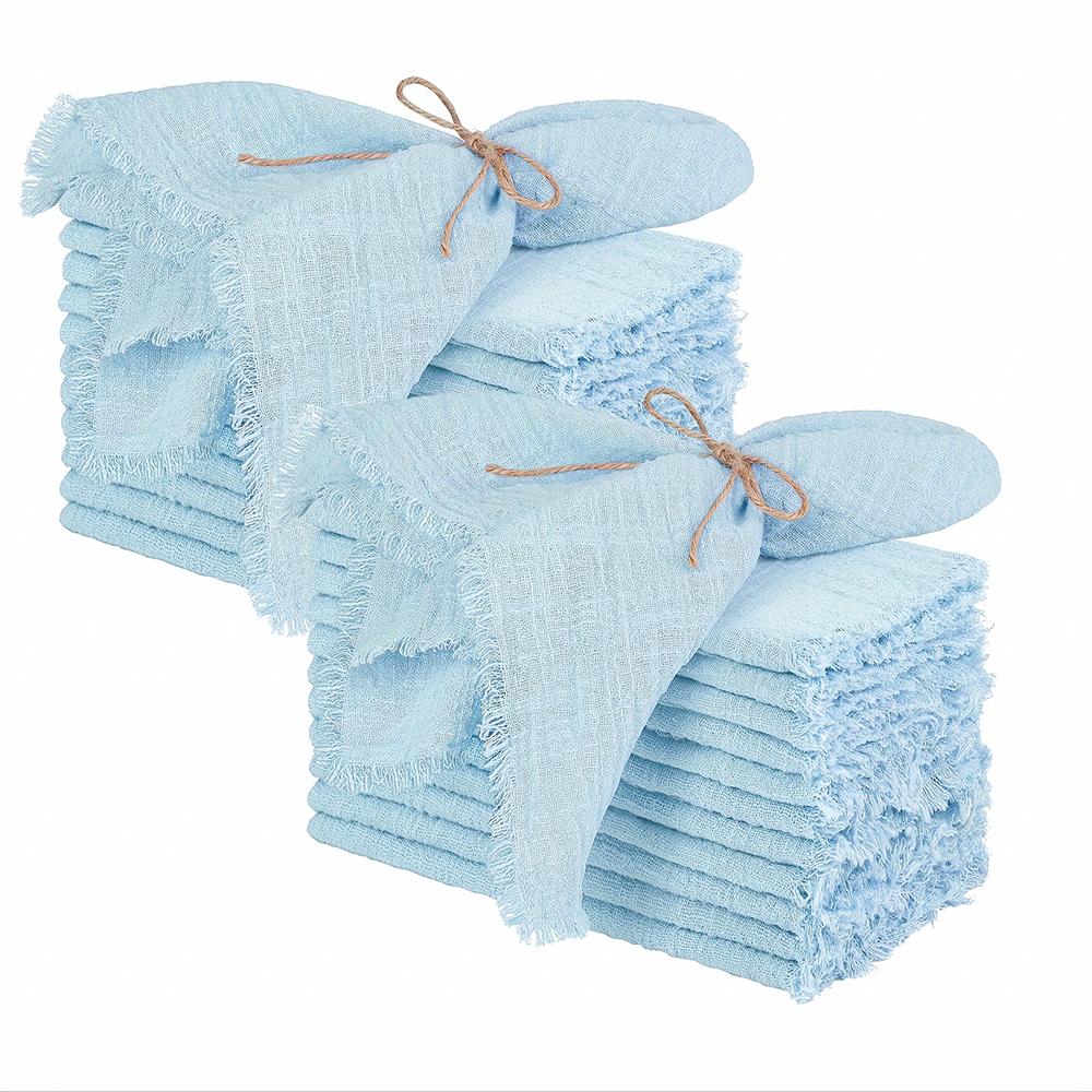set of 10 Gauze Cotton Cloth Napkins 32x32cm Fabric Wedding Decor Everyday Use Dinner Tea Towel Table Village  Christmas Napkins