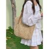Hand-woven Straw Bag Women's Seaside Vacation Beach Woven Bag Large Capacity Commuter Shoulder Tote Bag