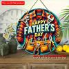 2d flat 20*20cm Vintage-Inspired Father'S Day Round Wooden Sign - Easy Hang, Colorful Tool Design with "Happy Father'S Day" Text, Ideal for Home, Bar