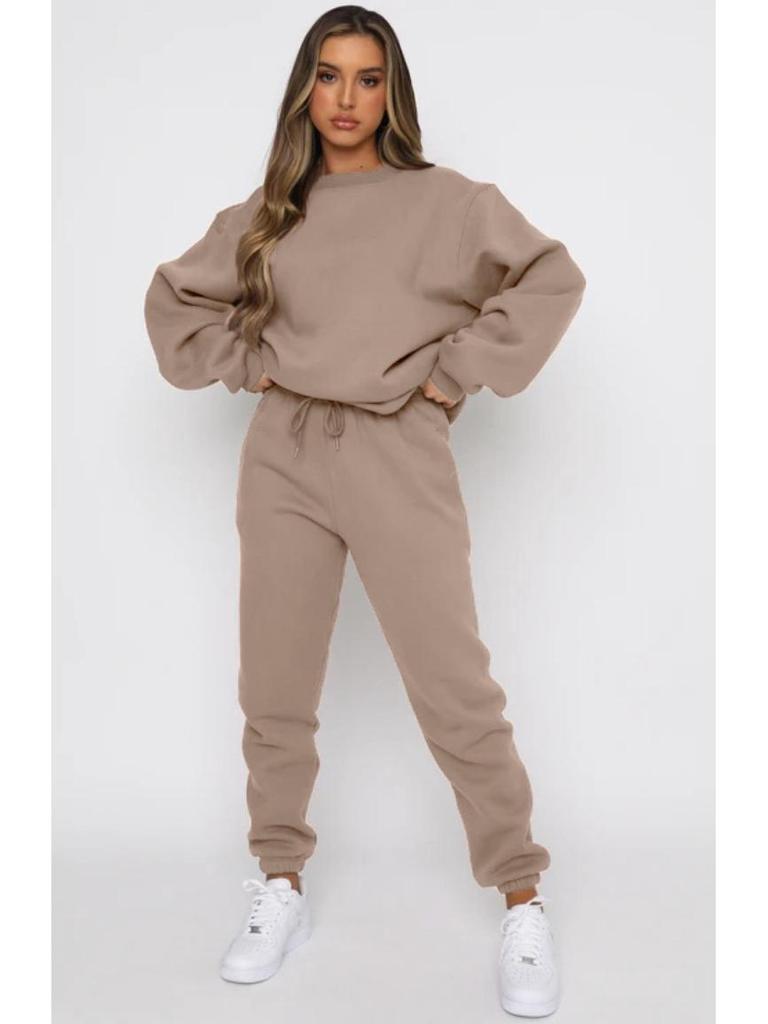 European Winter Women's Printed Hoodie & Pants Set