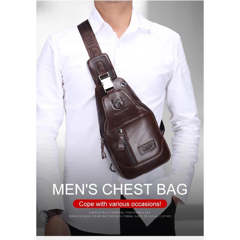 Cowhide 100% Genuine Leather Men's Genuine Leather Shoulder Crossbody Bag Anti-theft