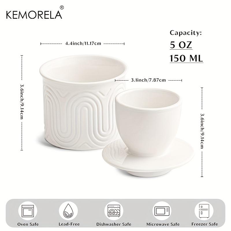 Ceramic Butter Jar with Drain, Spreadable Fresh Butter Decorative Container for Kitchen - White Arched Stoneware, 1 Pc, 2Pcs