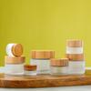 Bamboo & Wood Lid Frosted Glass Eye Cream Jar & Dispenser