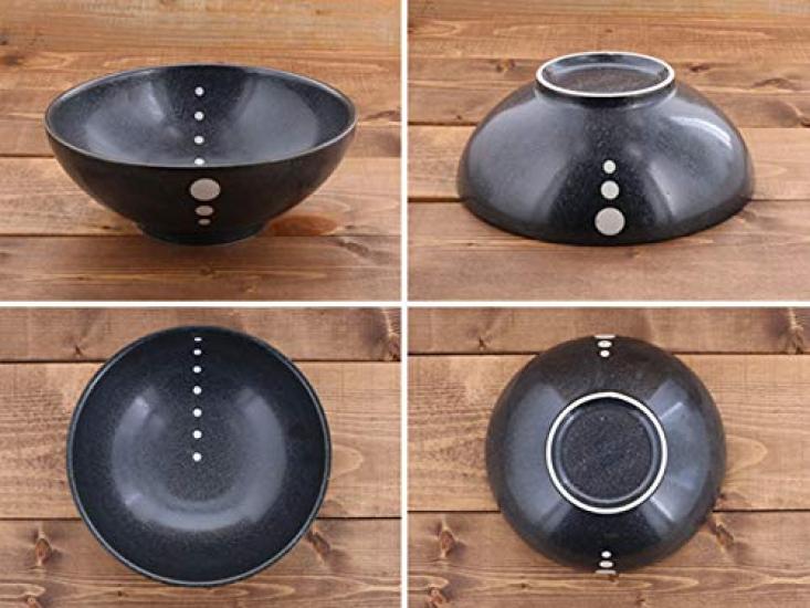 Tableware East Noodle Bowl, Large, Black, Polka Dot, Monotone Series, 1,500cc