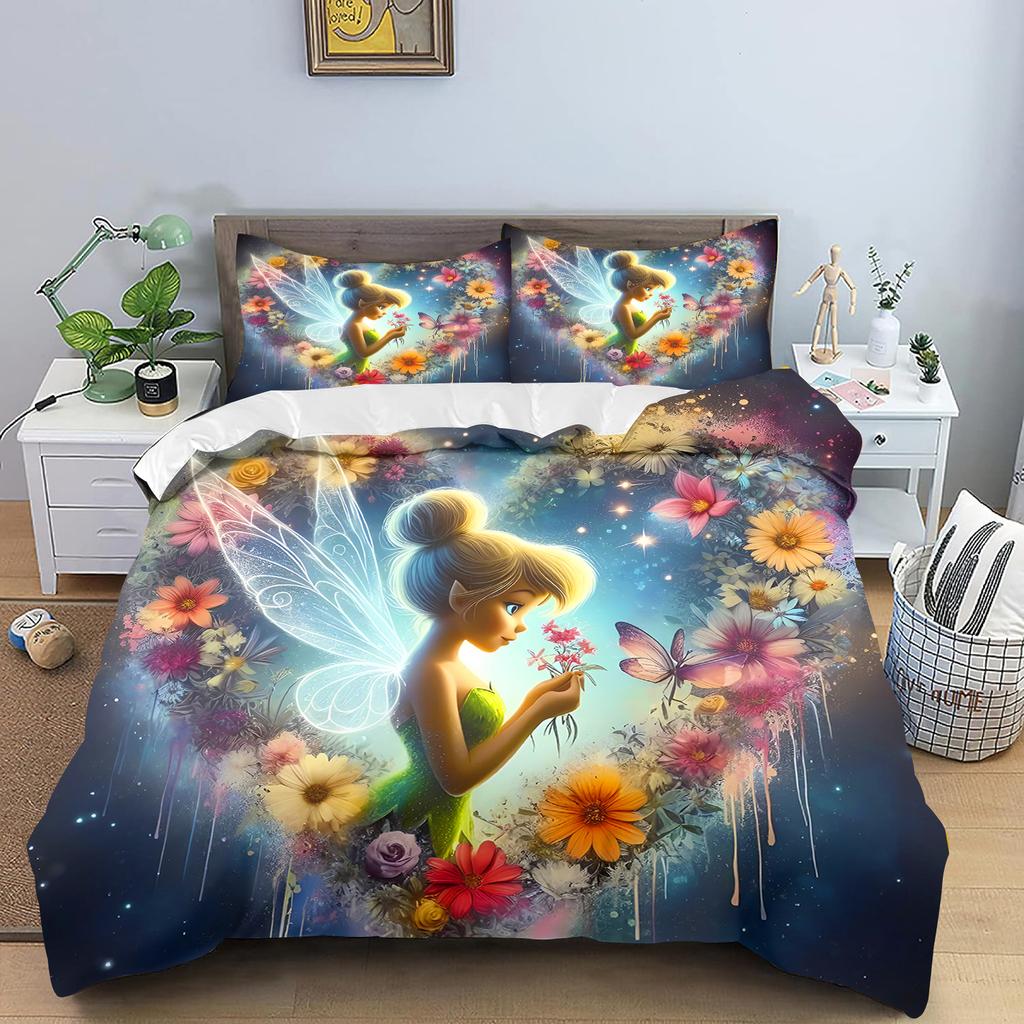 Tinker Bell Duvet Cover Cartoon Digital Printing Home Pillowcase Set Adult Bedroom Children Comforter Bedding