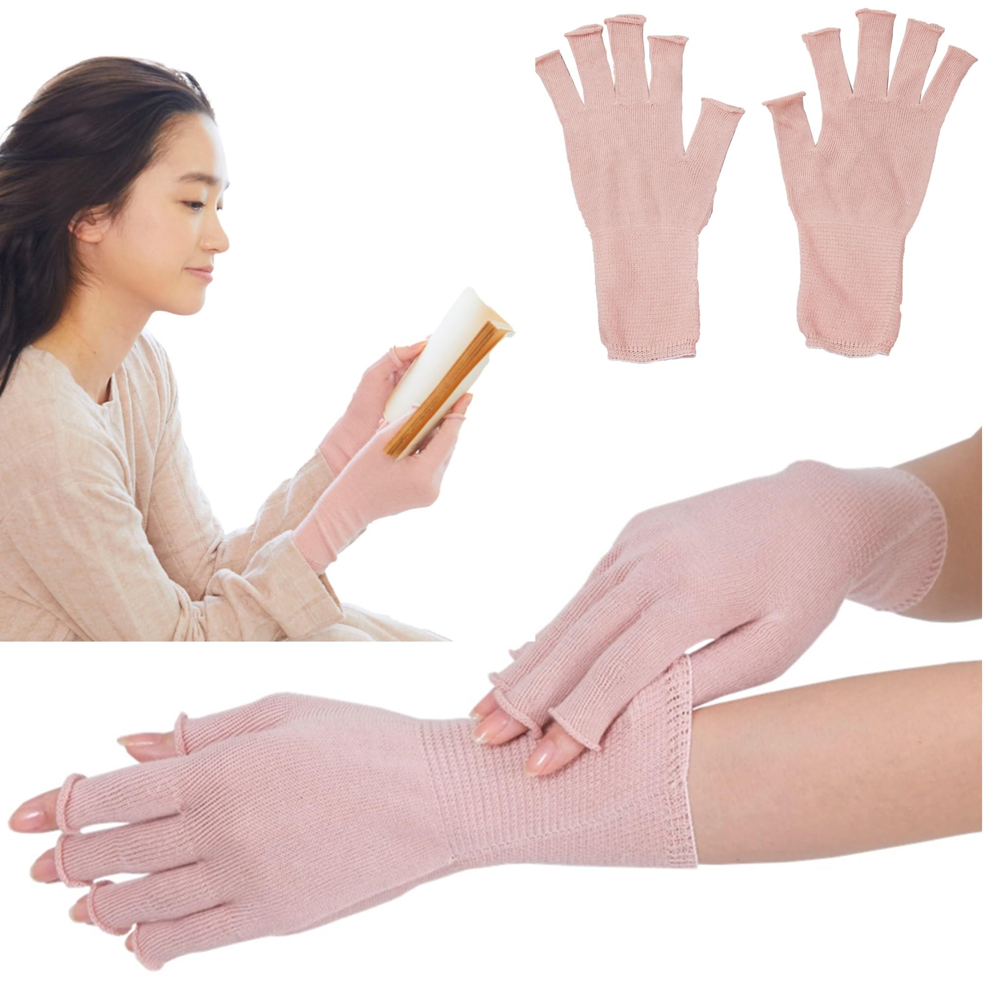 

Nelne Sleep Под контролем планировщика среды для сна Михо с шелком на стороне, прилегающей к коже, в расслабляющих перчатках из ручного шелка и косметических перчатках, Mitsuhashi, [Сделано] розовый