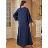 Middle East Cross-Border Dubai Loose Plus size Long sleeve Embroidery Dress Arabic Solid Women clothes Robe Dress